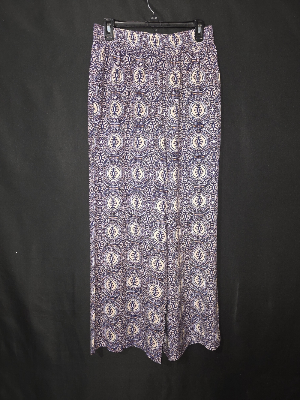 Purple Printed Wide-Leg Pants with Elastic Waist